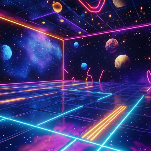 A groovy, energetic funk rock track infused with futuristic soundscapes and retro sci fi influences. Catchy guitar riffs, punchy bass lines, and spacey synths create a lively atmosphere perfect for dancing.