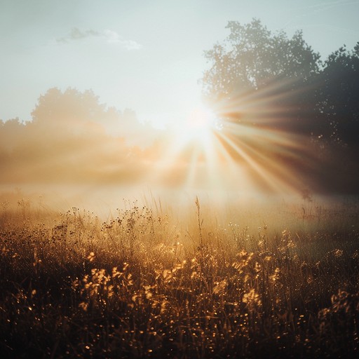 A soothing folk piece that draws inspiration from the tranquil whispers of nature's dawn. The piece features a delicate balance of acoustic guitar melodies and subtle ambient sounds, creating an idyllic atmosphere that transports listeners to a serene meadow at sunrise. The gentle strumming and fingerpicking of the guitar provide a calming backdrop, while occasional bird songs and flowing water sounds merge seamlessly to enhance the peaceful setting. Ideal for relaxation, meditation, or quiet reflection moments.