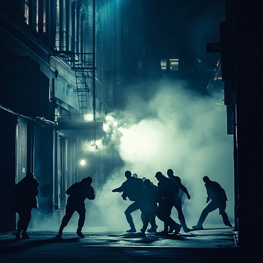 A high energy instrumental piece inspired by broadway fight scenes, combining dramatic show tunes with aggressive electric guitar riffs and intense percussion. The composition aims to capture the tension and adrenaline of a fierce street brawl in a broadway setting, featuring powerful crescendos and relentless rhythms that convey a sense of urgency and conflict.