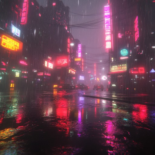 This song immerses you in a high speed chase through a futuristic cityscape. Sharp synth leads and haunting pads create a suspenseful mood, enhanced by a relentless beat that drives the escape narrative.