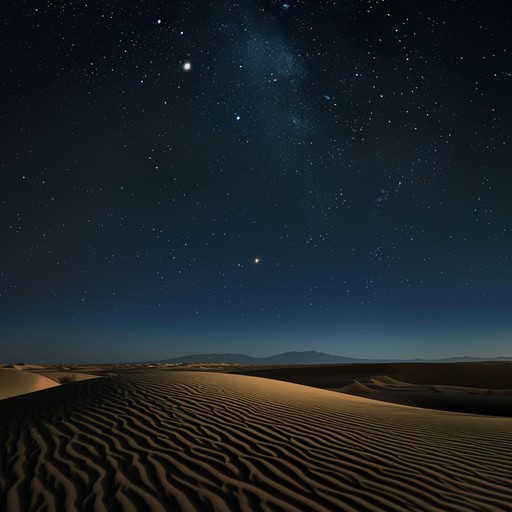 A peaceful instrumental featuring smooth middle eastern rhythms and melodies, reflecting the tranquility of a moonlit desert night. The soothing sounds invite listeners into a serene and introspective journey, highlighting the beauty and calmness of the desert.