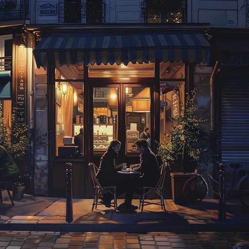 This track embodies a tranquil parisian cabaret scene, where soft light filters through lace curtains and the air is thick with the aroma of espresso and nostalgia. The music captures the essence of peaceful retrospection, with gentle sweeps of melody that ease the listener into a state of calming contemplation.