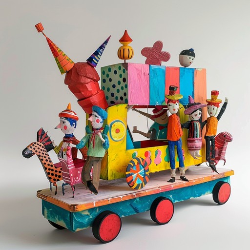 Visualize an animated toy circus with lively, cheerful sounds and playful toy instruments. The upbeat rhythms and whimsical melodies inspire a sense of childlike delight and festive fun, perfect for igniting imagination and joy.