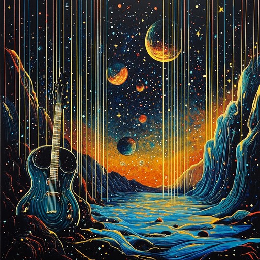 Embark on an instrumental journey through dynamic cosmic soundscapes blending intricate guitar riffs, lush synthesizers, and powerful drums to create a vibrant progressive rock experience. Perfect for those seeking a transcendent listening adventure.