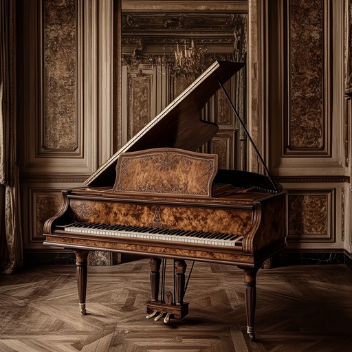 An instrumental piece with intricate harpsichord melodies, creating a blend of nostalgic and wistful emotions intertwined with baroque splendor, reminiscent of days gone by.