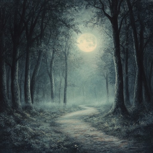 An instrumental composition that weaves haunting, ethereal melodies with eerie atmospheric sounds, capturing the essence of spirits wandering in a moonlit, mist shrouded forest.