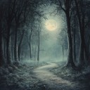 ethereal melodies echoing through a misty, moonlit forest glade.