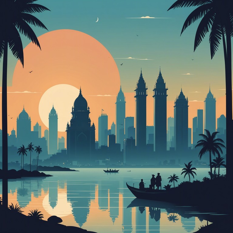 Imagine a gentle dawn breaking over mumbai, as soft hindustani melodies play on a sitar, bringing the city to life in a serene, hopeful manner.