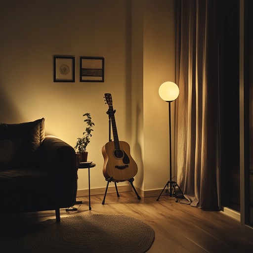 Feel the gentle embrace of reminiscing love, where soft acoustic guitar melodies intertwine with quiet harmonies. This tender composition paints a serene soundscape filled with warmth and gentle nostalgia. Ideal for reflective moments and peaceful introspection.