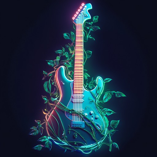 An innovative instrumental blending funk rock guitar riffs, tribal percussion, and atmospheric synths, creating an energetic journey through an electric savannah