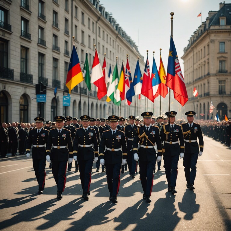 This track features a resolute, military inspired brass band that encapsulates the spirit of hope and persistence in the face of adversity. The music progresses from reflective to triumphant, symbolizing a journey towards a brighter, victorious future.
