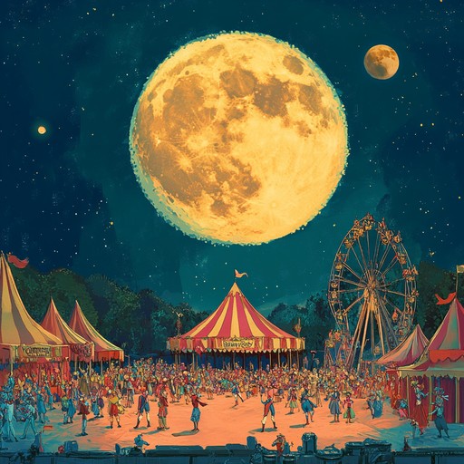 A sprightly circus march that captures the whimsical escapades of clowns under a glowing moon. Perfect for evoking images of a nighttime circus parade, replete with laughter and light steps around the ring.