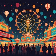 ethereal melodies swirl with carnival excitement.