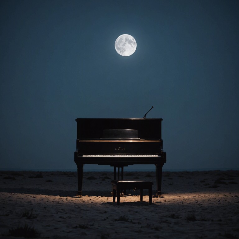 A gently unsettling composition that captures the essence of a lonely, moonlit night using subtle, dispersed piano tones played in a minor key to create an eerie yet beautiful soundscape.