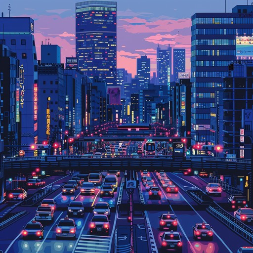A vibrant and energetic urban jpop track with catchy synth melodies, pulsating beats, and a futuristic vibe. The music captures the fast paced, neon lit atmosphere of a bustling city nightlife, blending traditional japanese musical elements with contemporary pop sounds to create an infectious, danceable groove. Perfect for evoking the dynamic and electrifying essence of tokyo.