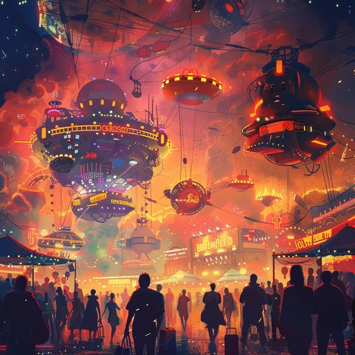 This track blends mechanical beats with circus inspired melodies, offering an exciting fusion of electronic and classic carnival sounds. Synthesized calliope leads the way, with funky bass and complex percussion adding layers of energy and whimsy. Ideal for scenes that demand a quirky, playful, and high energy atmosphere.