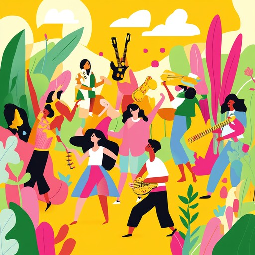 An energizing folk rock instrumental capturing the essence of a lively summer festival, with upbeat acoustic guitar, rhythmic drums, and vibrant melodies, evoking feelings of joy, freedom, and togetherness. Perfect for outdoor gatherings, road trips, and celebrating life's simple pleasures.
