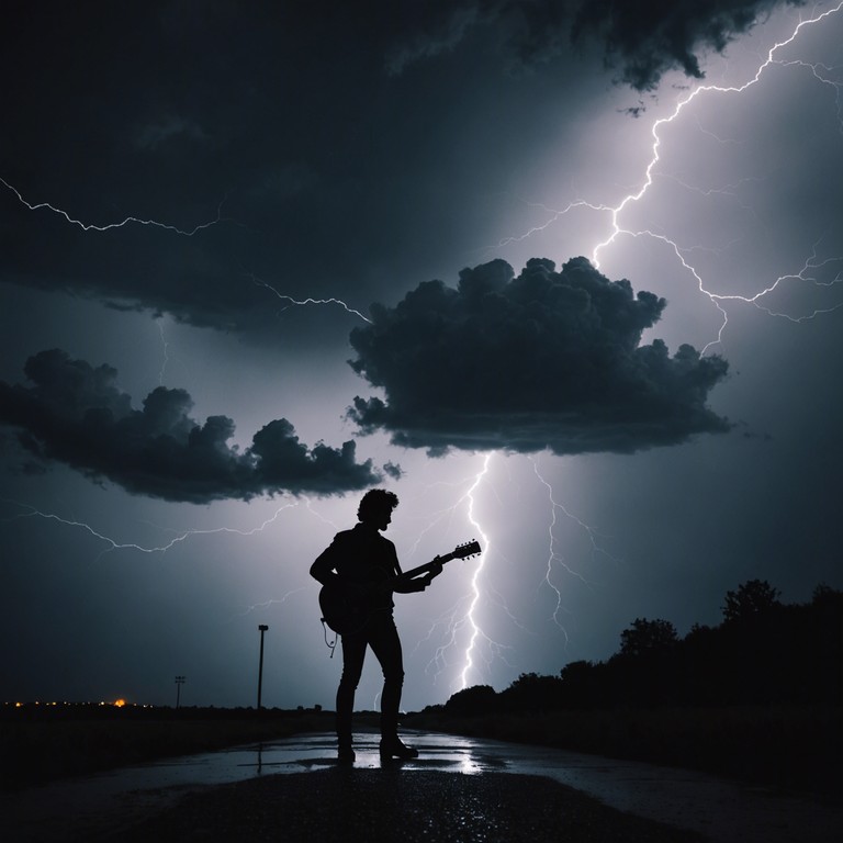 This track blends deep, aggressive electric guitar riffs with the soulful melancholy typical of traditional blues, creating a powerful dynamic that symbolizes the struggle between rage and sorrow. The piece escalates as the bluesy scales dive deeper into a tormented soul's narrative, where each note is charged with emotional heft and raw energy.