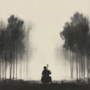 haunting strings echo through an empty, dark forest