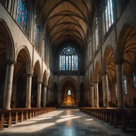 music fills an ancient, echoing cathedral