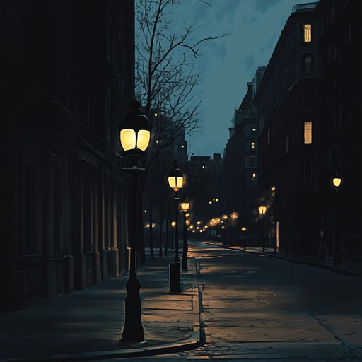 A suspenseful trip hop instrumental featuring haunting melodies, deep basslines, and chilled beats that evoke the feeling of walking through deserted city streets at night.