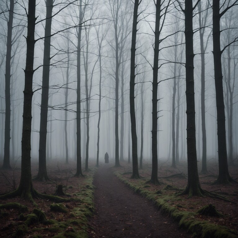 Drawing on the surreal experience of hearing whispers echoing from the depths of fog laden ancient woods, this track keeps a slow pace, focusing on atmospheric sounds and distorted vocal techniques that feel like the murmuring of old spirits guiding the listener through forgotten paths. Drawing on the surreal experience of hearing whispers echoing from the depths of fog laden ancient woods, this track keeps a slow pace, focusing on atmospheric sounds and distorted vocal techniques that feel like the murmuring of old spirits guiding the listener through forgotten paths.
